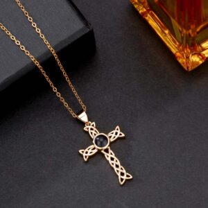 Foto Projektion Halskette mit Bild im Stein - Keltisches Kreuz