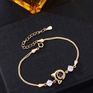 Foto Projektion Armband mit Bild im Stein - Katzenohr