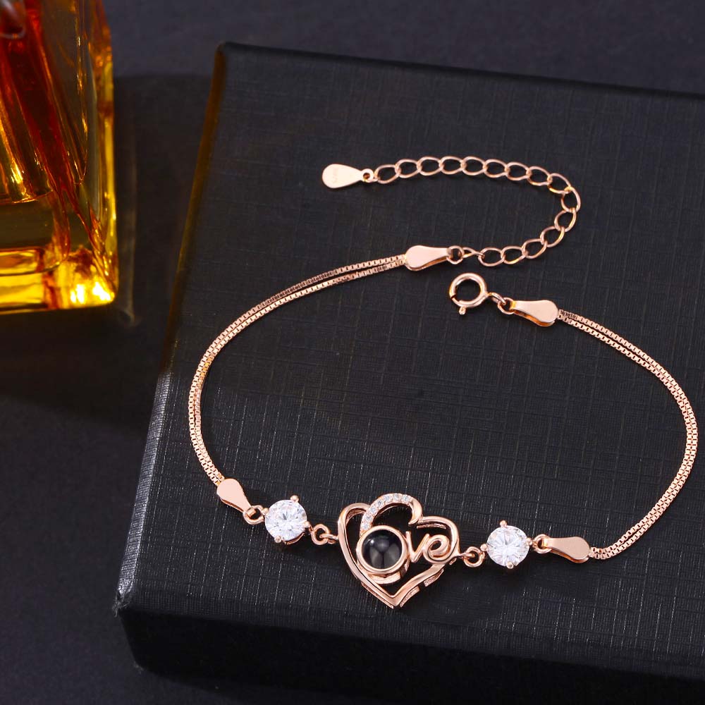 Foto Projektion Armband mit Bild im Stein - Love Herz