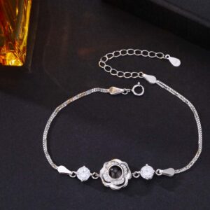 Foto Projektion Armband mit Bild im Stein - Zirkon Rose