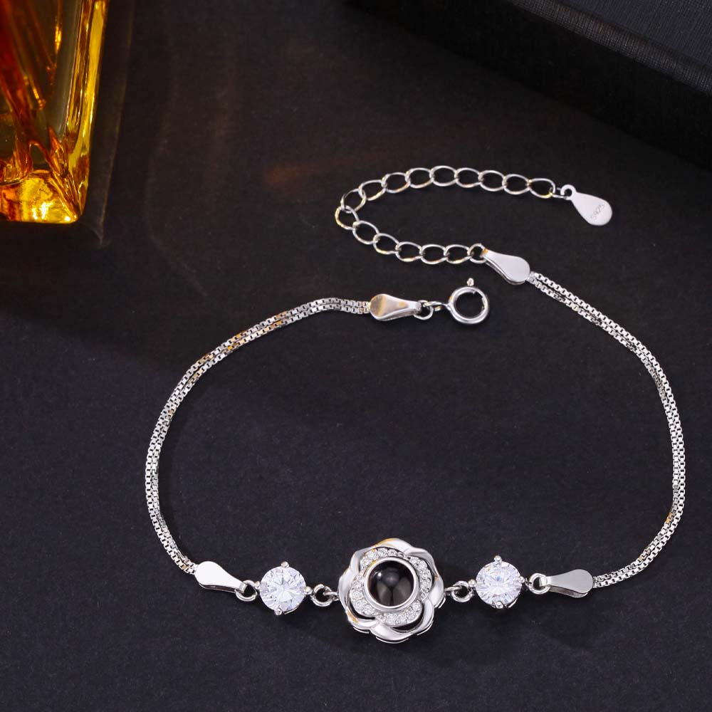 Foto Projektion Armband mit Bild im Stein - Zirkon Rose