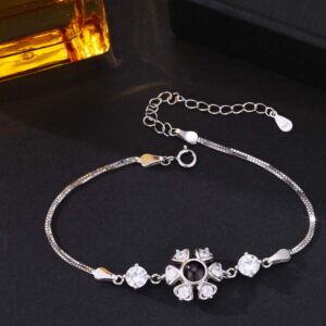 Foto Projektion Armband mit Bild im Stein - Dreieck Zirkon Schneeflocke