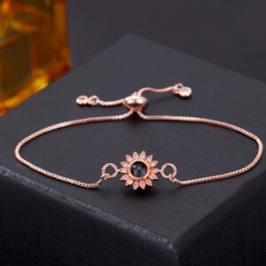 Foto Projektion Armband mit Bild im Stein - Sonne Blume