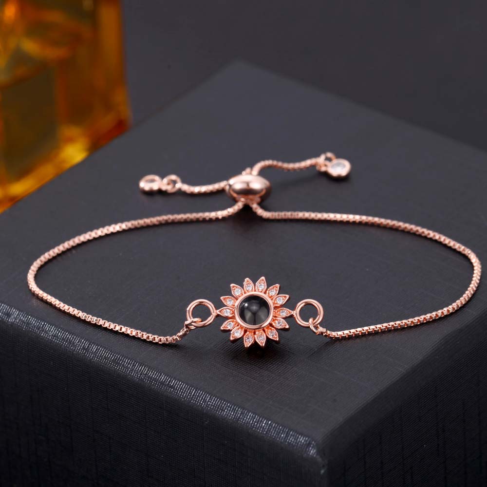 Foto Projektion Armband mit Bild im Stein - Sonne Blume