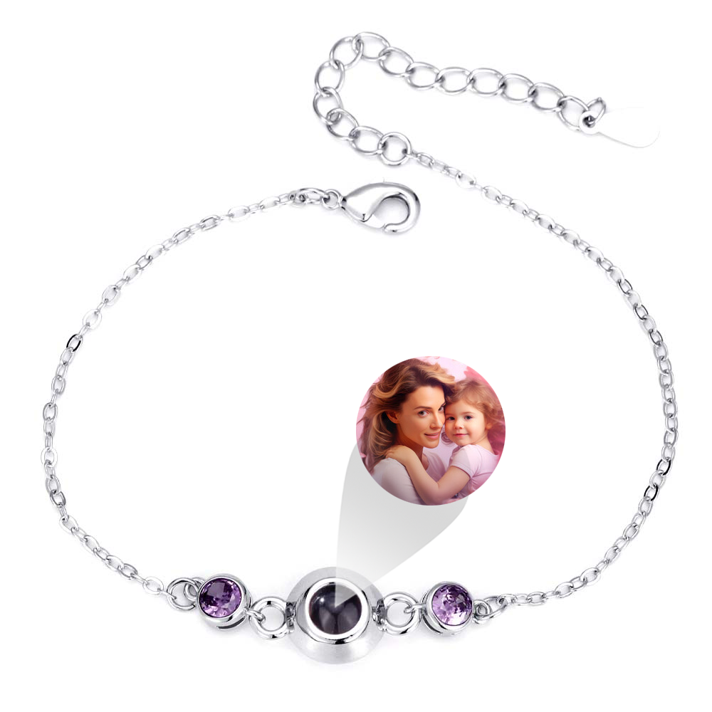 Foto Projektion Armband mit Doppelte Geburtssteine