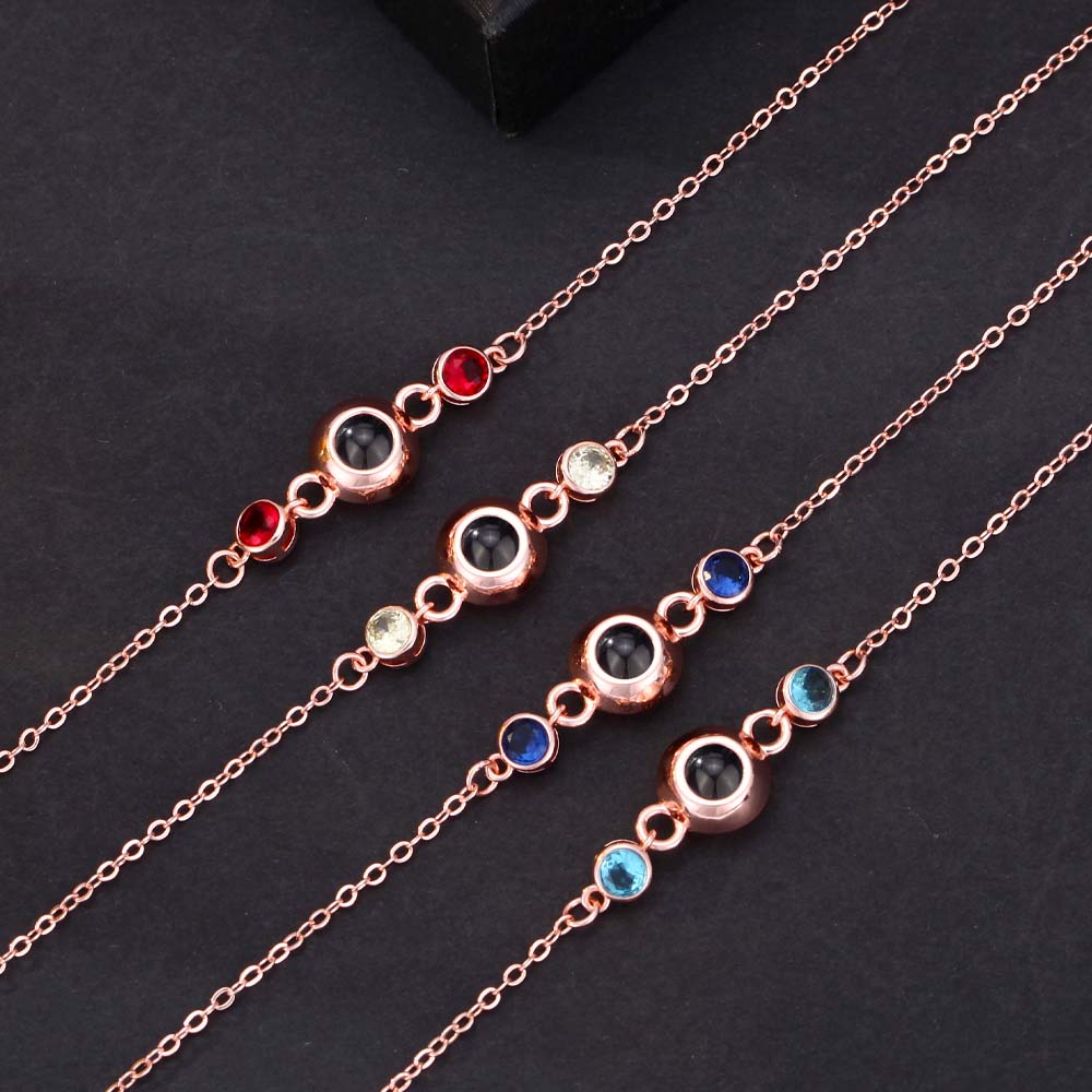 Foto Projektion Armband mit Doppelte Geburtssteine